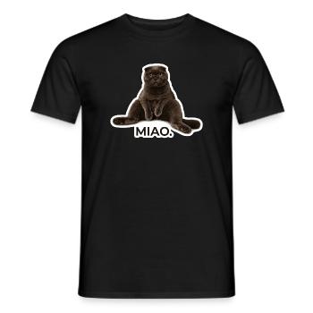 L’ambiance détendue ultime de Scottish Fold – « Miao ». - T-shirt homme - noir - Devant - AI Model Male 178 light (178cm)