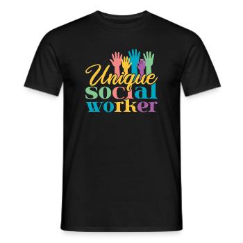 Citation d’assistant social : Unique Social Work - T-shirt homme - noir - Devant - AI Model Male 178 light (178cm)