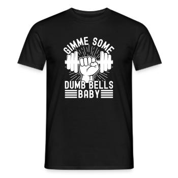 Gym Junkies Gimme Some Dumb Bells Calisthenics - Men's T-Shirt - black - Front - AI Model Male 178 light (178cm)