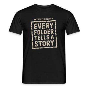 Jeder Ordner erzählt eine Geschichte - Männer T-Shirt - Schwarz - Vorne - AI Model Male 178 light (178cm)