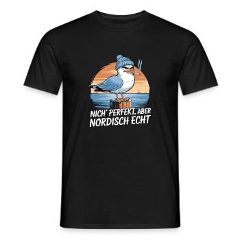 Nich Perfekt Aber Nordisch Echt Lustige Möwe Mit - Männer T-Shirt - Schwarz - Vorne - AI Model Male 178 light (178cm)