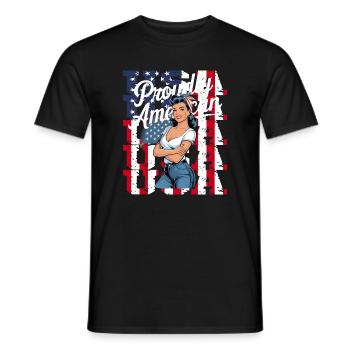 Proudly American im Retro-Look - Männer T-Shirt - Schwarz - Vorne - AI Model Male 178 light (178cm)