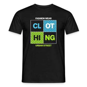CLOTHING Bloc Urbain — Noir Néon - T-shirt homme - noir - Devant - AI Model Male 178 light (178cm)