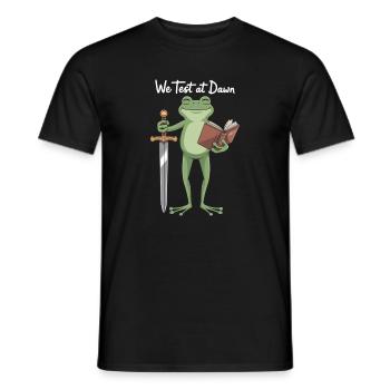 Grenouille de Test de l’Aube : Épée & Livre - T-shirt homme - noir - Devant - AI Model Male 178 light (178cm)