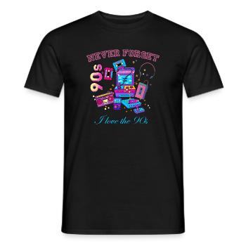 Retro 90s never forget - Men's T-Shirt - black - Front - AI Model Male 178 light (178cm)