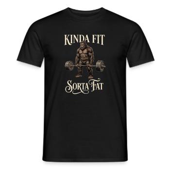 Kinda Fit Sorta Fat Bigfoot Weightlifting - Men's T-Shirt - black - Front - AI Model Male 178 light (178cm)