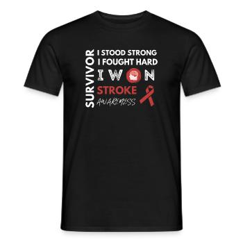Stroke Survivor - I Stood Strong Fought Hard - Men's T-Shirt - black - Front - AI Model Male 178 light (178cm)