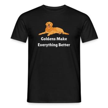 Les Golden Retrievers rendent tout meilleur - T-shirt homme - noir - Devant - AI Model Male 178 light (178cm)
