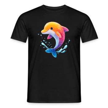Farbiger Delfin Spritz - Männer T-Shirt - Schwarz - Vorne - AI Model Male 178 light (178cm)
