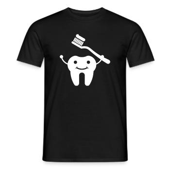 Tooth with toothbrush - Men's T-Shirt - black - Front - AI Model Male 178 light (178cm)