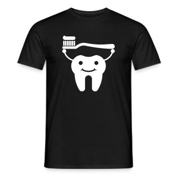 Dent avec brosse à dents et dentifrice - T-shirt homme - noir - Devant - AI Model Male 178 light (178cm)
