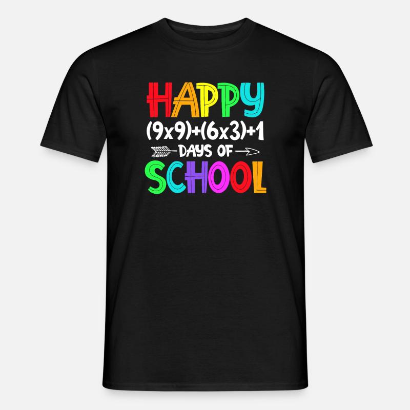 Regenbogenglücklicher Schulanfang - Männer T-Shirt - Schwarz
