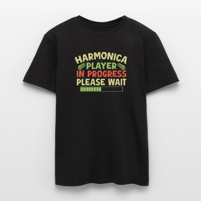 Funny Harmonica Player In Progress Harmonica Men’s T-shirt
