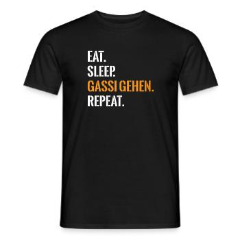 Hundefans Essen Schlafen Gassi Gehen Repeat - Männer T-Shirt - Schwarz - Vorne - AI Model Male 178 light (178cm)