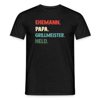 Papa Vater Held Grillmeister BBQ Geschenk - Männer T-Shirt - Schwarz - Vorne - AI Model Male 178 light (178cm)