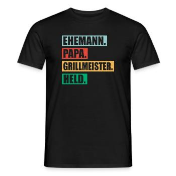 Papa Grillmeister Held Für Vatertag BBQ - Männer T-Shirt - Schwarz - Vorne - AI Model Male 178 light (178cm)