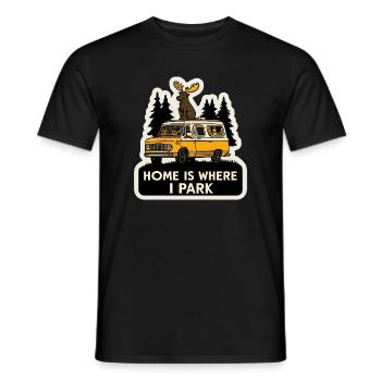 Moose Camper for Men Funny Animal Vanlife - Men's T-Shirt - black - Front - AI Model Male 178 light (178cm)