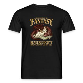 Dragon Reader Fantasy Reading Society Bookworm Reading - Men's T-Shirt - black - Front - AI Model Male 178 light (178cm)