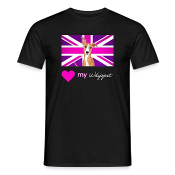 PURPLEWHIPPET (White text, Vibrant) - Men's T-Shirt - black - Front - AI Model Male 178 light (178cm)