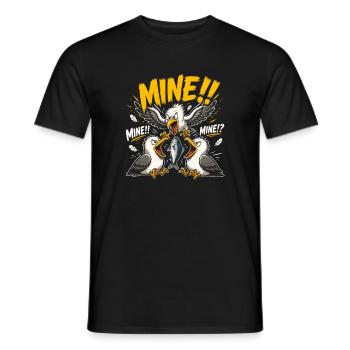 Seagull Robbery by the Sea - Men's T-Shirt - black - Front - AI Model Male 178 light (178cm)