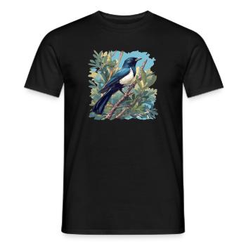 Elstern Elster - Männer T-Shirt - Schwarz - Vorne - AI Model Male 178 light (178cm)