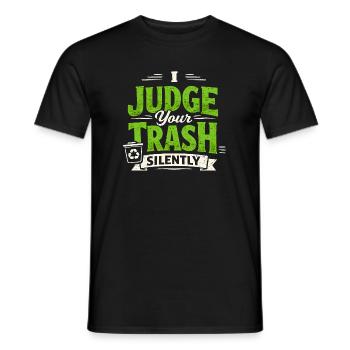 Je note la camelote en silence | Centre de recyclage - T-shirt homme - noir - Devant - AI Model Male 178 light (178cm)
