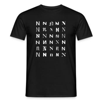 Mosaïque de N Glyphes : Polices variées - T-shirt homme - noir - Devant - AI Model Male 178 light (178cm)