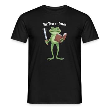 Wir testen bei Dawn Frog Knight - Männer T-Shirt - Schwarz - Vorne - AI Model Male 178 light (178cm)