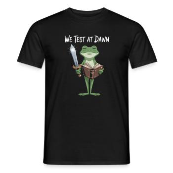 Dawn Test Frog: Sword & Scroll - Men's T-Shirt - black - Front - AI Model Male 178 light (178cm)