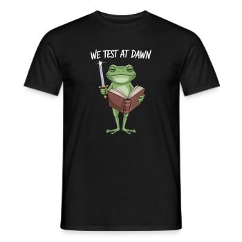 We Test at Dawn Frog Wizard - Men's T-Shirt - black - Front - AI Model Male 178 light (178cm)
