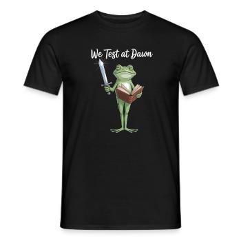Frog Knight Reading Sword - Men's T-Shirt - black - Front - AI Model Male 178 light (178cm)