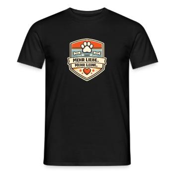 Pfotenliebe Schild: Mehr Liebe Mehr Leine - Männer T-Shirt - Schwarz - Vorne - AI Model Male 178 light (178cm)