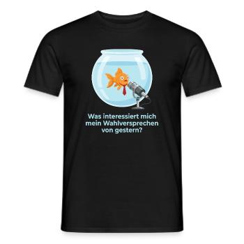 Politiker Goldfisch Wahlversprechen Amnesie Satire - Männer T-Shirt - Schwarz - Vorne - AI Model Male 178 light (178cm)