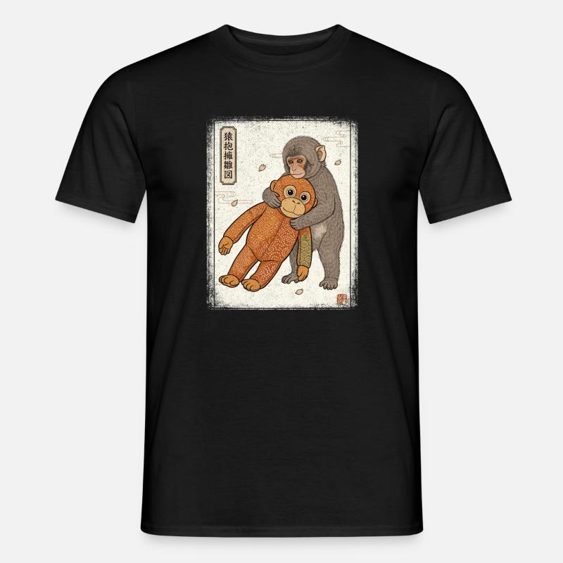 Ukiyo-e Baby Monkey Punch - Männer T-Shirt - Schwarz