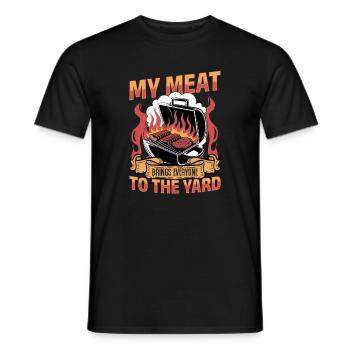 BBQ Grilling Meat Smoking Barbecue - Männer T-Shirt - Schwarz - Vorne - AI Model Male 178 light (178cm)