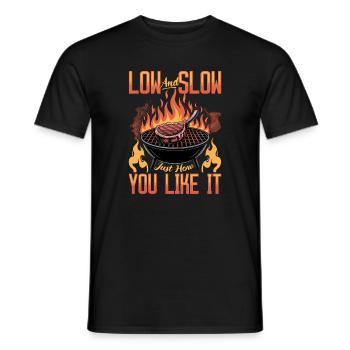 BBQ Grilling Meat Smoking Barbecue - Men's T-Shirt - black - Front - AI Model Male 178 light (178cm)