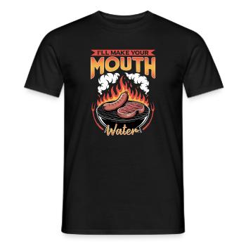 BBQ Grilling Meat Smoking Barbecue - Men's T-Shirt - black - Front - AI Model Male 178 light (178cm)