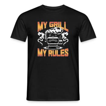 BBQ Grilling Meat Smoking Barbecue - Men's T-Shirt - black - Front - AI Model Male 178 light (178cm)