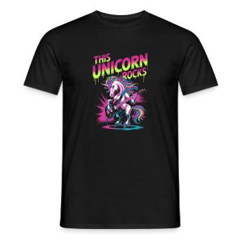 Unicorn Rock Neon-Gitarre - Männer T-Shirt - Schwarz - Vorne - AI Model Male 178 light (178cm)