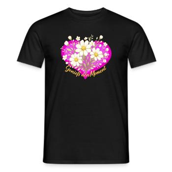 Genieß den Moment Blütenherz - Männer T-Shirt - Schwarz - Vorne - AI Model Male 178 light (178cm)