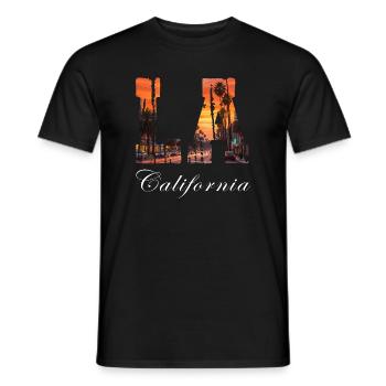  Los Angeles California - Men's T-Shirt - black - Front - AI Model Male 178 light (178cm)