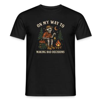 Camping Humor On My Way To Making Bad Decisions - Men's T-Shirt - black - Front - AI Model Male 178 light (178cm)