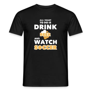 Beer and Soccer Fan Sports Typography Graphic - Men's T-Shirt - black - Front - AI Model Male 178 light (178cm)