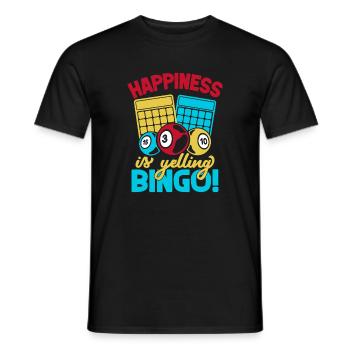 Bingo Game Happiness Is Yelling Bingo - Men's T-Shirt - black - Front - AI Model Male 178 light (178cm)