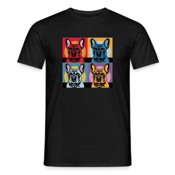 Pop Art French Bulldogs Colorful - Men's T-Shirt - black - Front - AI Model Male 178 light (178cm)