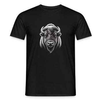 Buffalo Head Illustration - Men's T-Shirt - black - Front - AI Model Male 178 light (178cm)