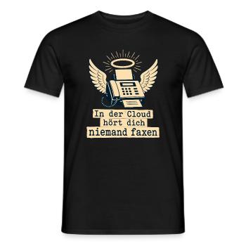 In Der Cloud Niemand Faxen. - Männer T-Shirt - Schwarz - Vorne - AI Model Male 178 light (178cm)