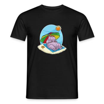 Hippopotamus Beach Parasol Summer - Men's T-Shirt - black - Front - AI Model Male 178 light (178cm)