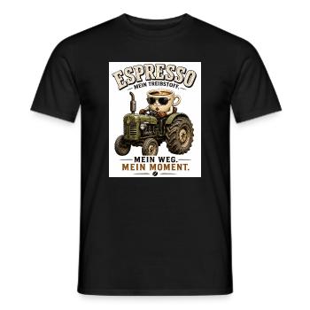 Espresso Treibstoff auf dem Traktor - Männer T-Shirt - Schwarz - Vorne - AI Model Male 178 light (178cm)