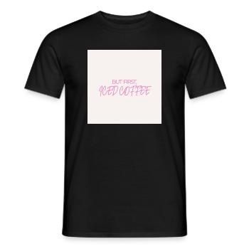 "ABER ZUERST EISKAFFEE" Grafik-Te-Design - Männer T-Shirt - Schwarz - Vorne - AI Model Male 178 light (178cm)